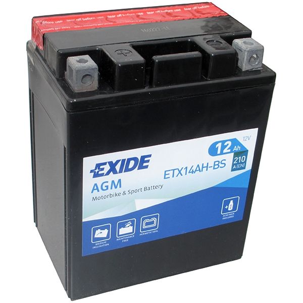 Аккумулятор EXIDE YTX14AH-BS (12 A/H) 210 А L+