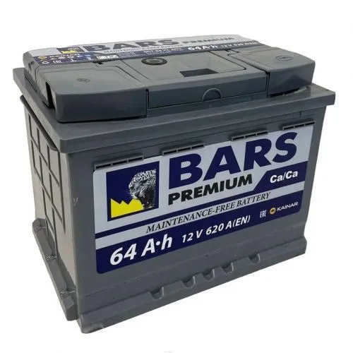 Аккумулятор BARS Premium 64 Ач, 620 А, 12 v, Прямая L+ (1), DIN L2, B13