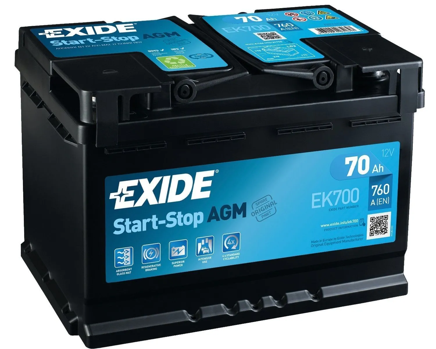 Аккумулятор Exide AGM 70 R+