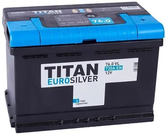 Аккумулятор TITAN 76 Ач, 730 А, 12 v, Обратная R+ (0), DIN L3, B13