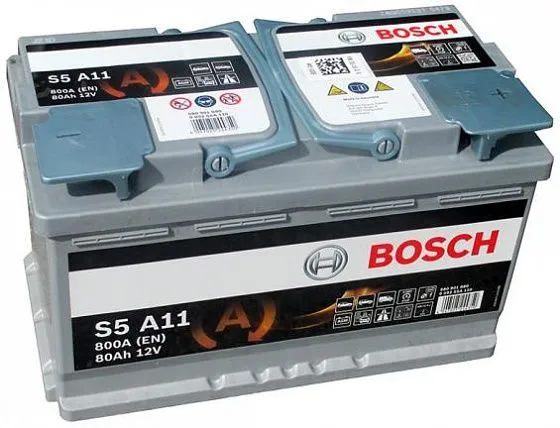 Аккумулятор BOSCH S5 AGM 80 Ач, 800 А, 12 v, Обратная R+ (0), DIN L4, B13