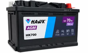 Аккумулятор HAWK AGM 70 Ач, 760 А, 12 v, Обратная R+ (0), DIN L3, B13