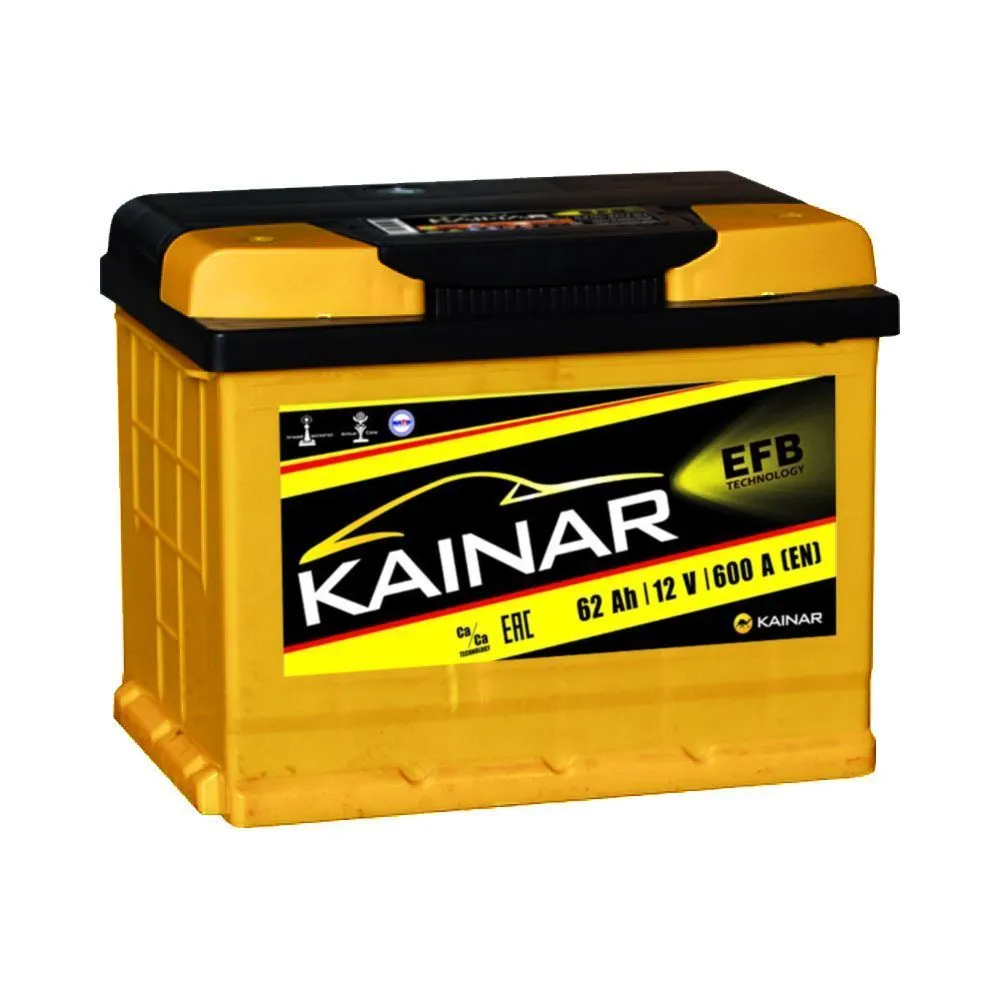 Аккумулятор KAINAR EFB 62 Ач, 600 А, 12 v, Обратная R+ (0), DIN L2, B13