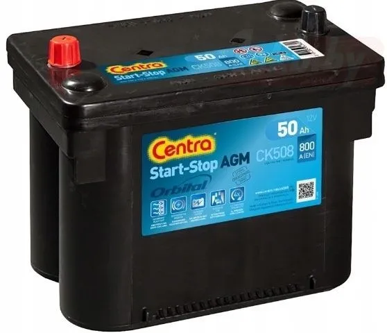 Аккумулятор CENTRA AGM 50 Ач, 760 А, 12 v, Универсальная (9), JIS D26, B13