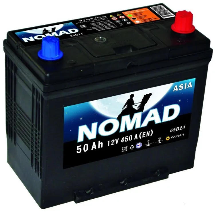 Аккумулятор NOMAD 50 Ач, 450 А, 12 v, Обратная R+ (0), JIS B24, B00