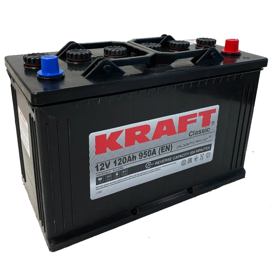 Аккумулятор KRAFT 120 Ач, 950 А, 12 v, Прямая R+ (4) rus, D3, B00