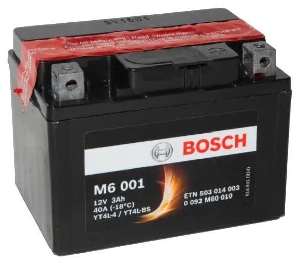 Аккумулятор BOSCH M6 3 Ач, 30 А, 12 v, Обратная R+ (0)