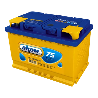 Аккумулятор AKOM 75 Ач, 700 А, 12 v, Прямая L+ (1), DIN L3, B13