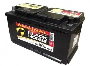 Аккумулятор Black Horse 90 Ач, 760 А, 12 v, Обратная R+ (0), DIN L5, B13