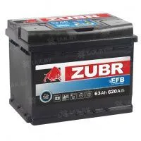 Аккумулятор ZUBR EFB 63 Ач, 620 А, 12 v, Прямая L+ (1), DIN L2, B13