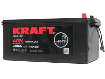 Аккумулятор KRAFT AGM 240 Ач, 1500 А, 12 v, Обратная L+ (3) euro, D6 (C), B00