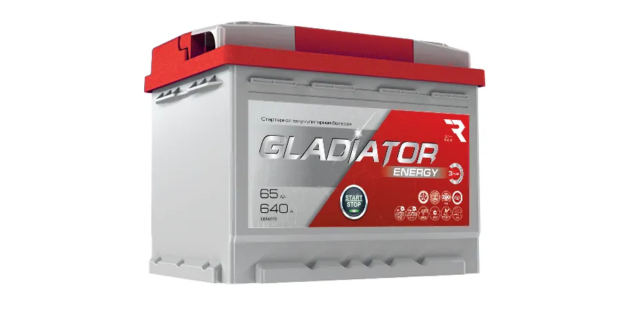 Аккумулятор GLADIATOR Energy 65 Ач, 640 А, 12 v, Обратная R+ (0), DIN L2, B13