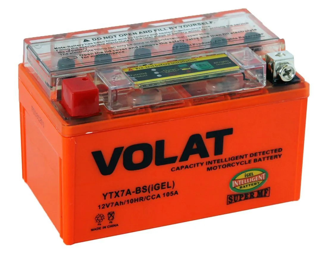 Аккумулятор VOLAT YTX7A-BS AGM 7 Ач, 105 А, 12 v, Прямая L+ (1)