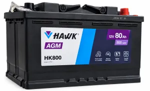 Аккумулятор HAWK 80 Ач, 800 А, 12 v, Обратная R+ (0), DIN L4, B13