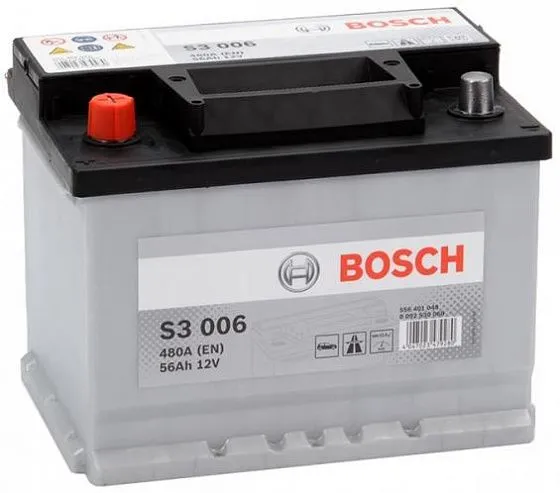 Аккумулятор BOSCH S3 56 Ач, 480 А, 12 v, Прямая L+ (1), DIN L2, B13