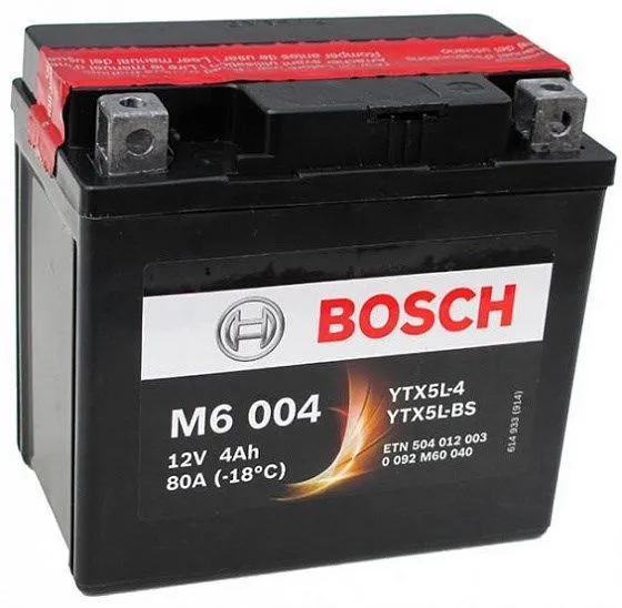 Аккумулятор BOSCH M6 4 Ач, 80 А, 12 v, Обратная R+ (0)