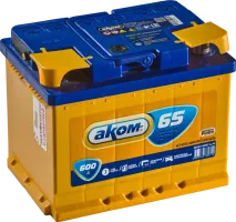 Аккумулятор AKOM 65 Ач, 600 А, 12 v, Прямая L+ (1), DIN L2, B13