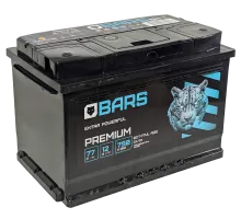 Аккумулятор BARS Premium 77 Ач, 750 А, 12 v, Обратная R+ (0), DIN L3, B13