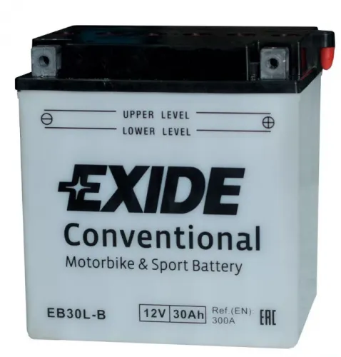 Аккумулятор EXIDE YB30L-B 30 Ач, 300 А, 12 v, Обратная R+ (0)