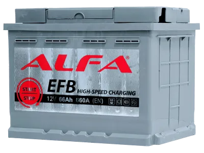 Аккумулятор ALFA EFB 66 Ач, 660 А, 12 v, Обратная R+ (0), DIN L2, B13