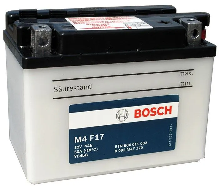 Аккумулятор BOSCH M4 4 Ач, 50 А, 12 v, Обратная R+ (0)