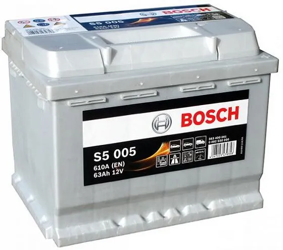 Аккумулятор BOSCH S5 63 Ач, 610 А, 12 v, Обратная R+ (0), DIN L2, B13