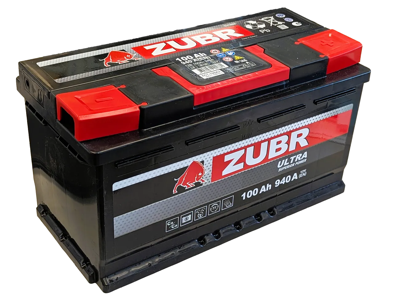 Аккумулятор ZUBR Ultra 100 Ач, 940 А, 12 v, Обратная R+ (0), DIN L5, B13