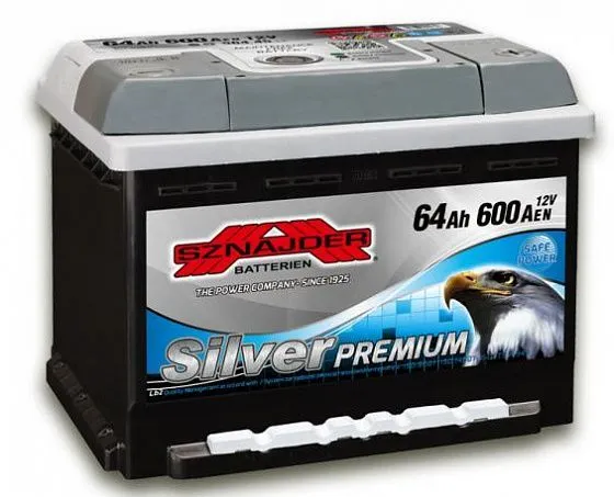 Аккумулятор SZNAJDER Silver Premium 64 Ач, 600 А, 12 v, Обратная R+ (0), DIN LB2, B13