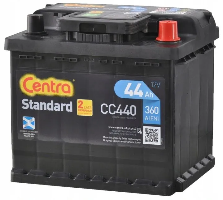 Аккумулятор CENTRA Standard 44 Ач, 360 А, 12 v, Обратная R+ (0), DIN L1, B13