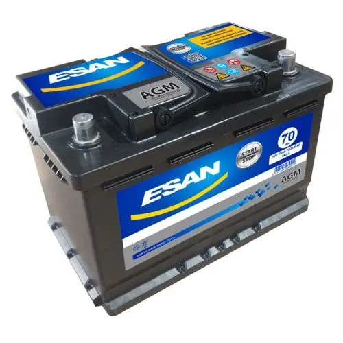 Фото Аккумулятор ESAN AGM 70 Ач, 760 А, 12 v, Обратная R+ (0), DIN L3, B13