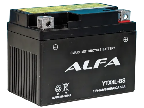 Аккумулятор ALFA YTX4L-BS AGM 4 Ач, 50 А, 12 v, Обратная R+ (0) фото