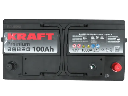 Фото Аккумулятор KRAFT Premium 100 Ач, 1000 А, 12 v, Обратная R+ (0), DIN L5, B13