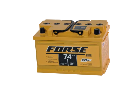 Фото Аккумулятор FORSE 74 Ач низк, 760 А, 12 v, Обратная R+ (0), DIN LB3, B13