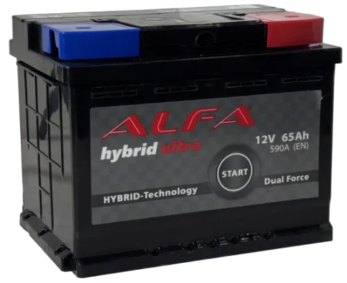 Фото Аккумулятор ALFA Hybrid 65 Ач, 590 А, 12 v, Обратная R+ (0), DIN L2, B13