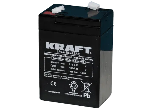 Аккумулятор KRAFT UPS AGM 4.5 Ач, 6 v, Прямая L+ (1) фото