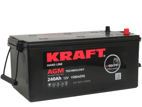 Аккумулятор KRAFT AGM 240 Ач, 1500 А, 12 v, Обратная L+ (3) euro, D6 (C), B00 фото