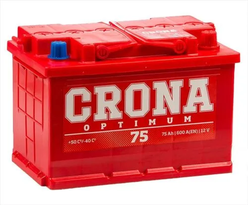 Фото Аккумулятор CRONA 75 Ач, 600 А, 12 v, Обратная R+ (0), DIN L3, B13