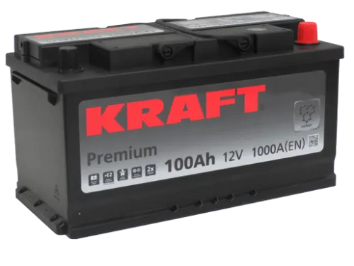 Фото Аккумулятор KRAFT Premium 100 Ач, 1000 А, 12 v, Обратная R+ (0), DIN L5, B13