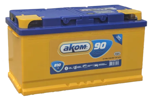 Фото Аккумулятор AKOM 90 Ач, 810 А, 12 v, Обратная R+ (0), DIN L5, B13