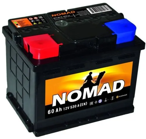 Фото Аккумулятор NOMAD 60 Ач, 530 А, 12 v, Прямая L+ (1), DIN L2, B13