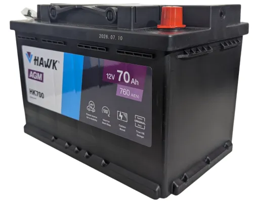 Фото Аккумулятор HAWK AGM 70 Ач, 760 А, 12 v, Обратная R+ (0), DIN L3, B13