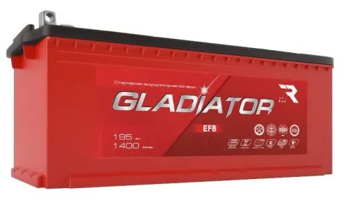 Аккумулятор GLADIATOR EFB 195 Ач, 1400 А, 12 v, Обратная L+ (3) euro, D5 (B), B00 фото