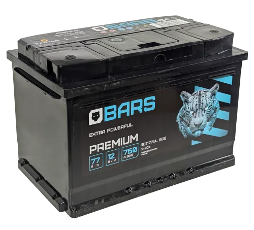Фото Аккумулятор BARS Premium 77 Ач, 750 А, 12 v, Обратная R+ (0), DIN L3, B13