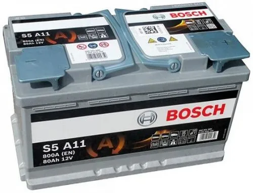 Фото Аккумулятор BOSCH S5 AGM 80 Ач, 800 А, 12 v, Обратная R+ (0), DIN L4, B13