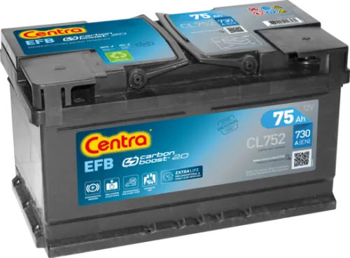 Фото Аккумулятор CENTRA EFB 75 Ач, 730 А, 12 v, Обратная R+ (0), DIN LB4, B13