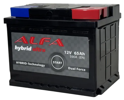 Фото Аккумулятор ALFA Hybrid 65 Ач, 590 А, 12 v, Обратная R+ (0), DIN L2, B13