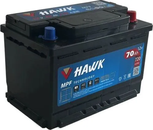 Фото Аккумулятор HAWK 70 Ач, 720 А, 12 v, Обратная R+ (0), DIN L3, B13