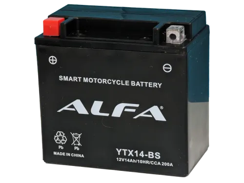 Аккумулятор ALFA YTX14-BS MF AGM 14 Ач, 200 А, 12 v, Прямая L+ (1) фото