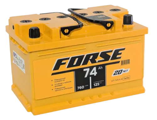 Фото Аккумулятор FORSE 74 Ач низк, 760 А, 12 v, Обратная R+ (0), DIN LB3, B13