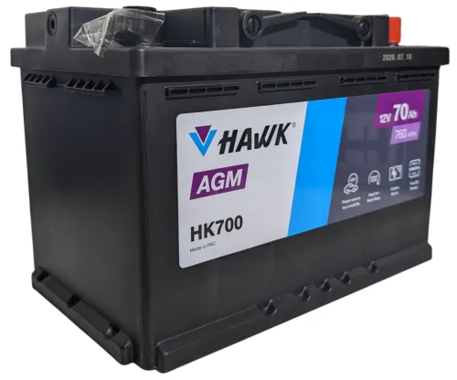Фото Аккумулятор HAWK AGM 70 Ач, 760 А, 12 v, Обратная R+ (0), DIN L3, B13